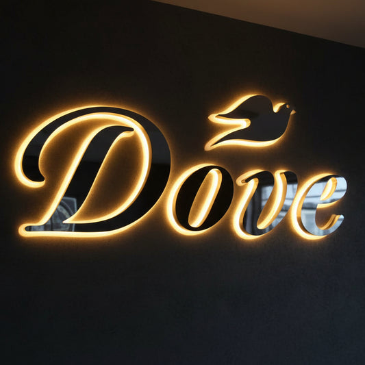 DOVE LETRERO ALTO RELIEVE